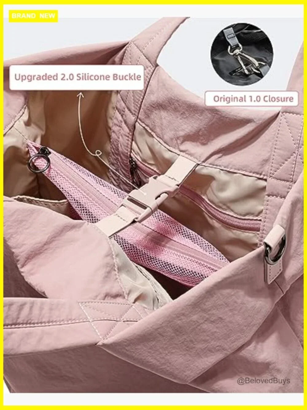 Large Nylon Hobo Tote Bag with Straps, 19L for Travel Gym
